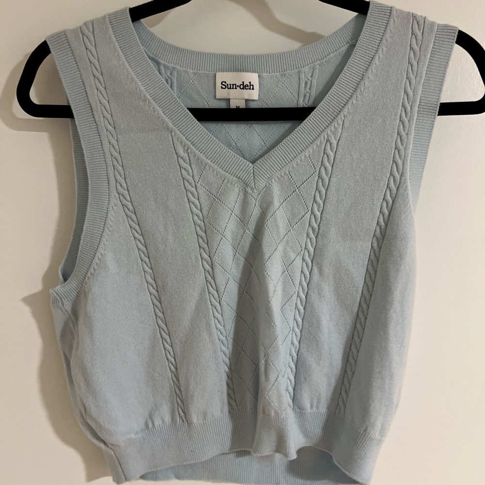 Sunday Best Light Blue Cable Knit Vest